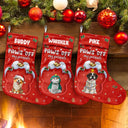 Dog Lovers, Dog Mom, Dog Dad, Dog Couple, Christmas, Happy - Paws Off My Presents 3D Effect Christmas Dog - Personalized Christmas Stocking