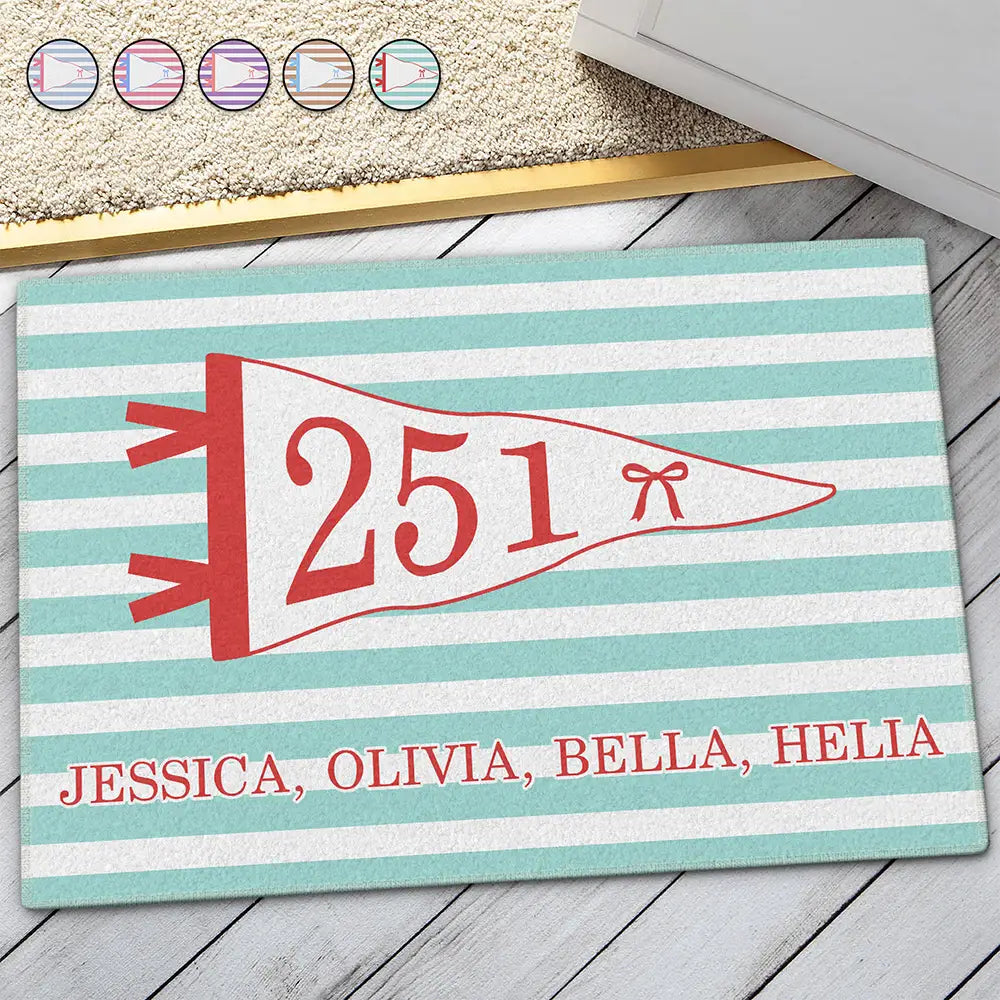 Back To School, Gift For Yourself, Gift For Women, Top Market, Adorable, Warp Text - Pennant Flag Stripes Pattern Dorm Room - Personalized Doormat