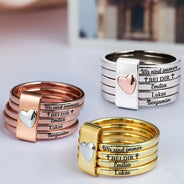 Gift For Yourself,Gift For Women,Memorial,Sad,German,Gift For Wife,Gift For Girlfriend,Gift For Grandma,Gift For Daughter,Gift For Sisters,Gift For Bestie,Gift For Mother - Gedenkgeschenk Ich Bin Immer Bei Dir - Personalisierte Herz-Stapelringe
