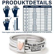 Gift For Yourself,Gift For Women,Memorial,Sad,German,Gift For Wife,Gift For Girlfriend,Gift For Grandma,Gift For Daughter,Gift For Sisters,Gift For Bestie,Gift For Mother - Gedenkgeschenk Ich Bin Immer Bei Dir - Personalisierte Herz-Stapelringe