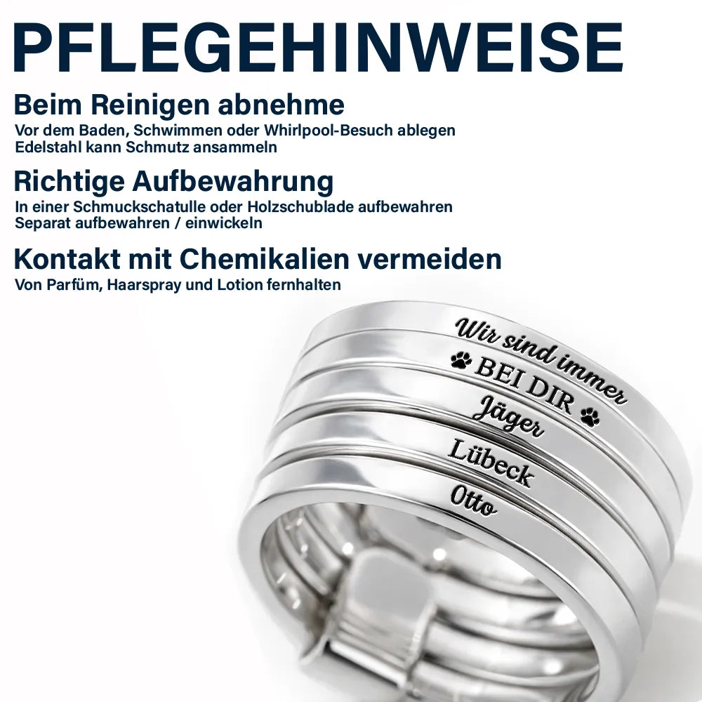 Gift For Yourself,Gift For Women,Memorial,Sad,German,Gift For Wife,Gift For Girlfriend,Gift For Grandma,Gift For Daughter,Gift For Sisters,Gift For Bestie,Gift For Mother - Gedenkgeschenk Ich Bin Immer Bei Dir - Personalisierte Herz-Stapelringe