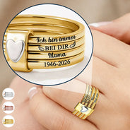 Gift For Yourself,Gift For Women,Memorial,Sad,German,Gift For Wife,Gift For Girlfriend,Gift For Grandma,Gift For Daughter,Gift For Sisters,Gift For Bestie,Gift For Mother - Gedenkgeschenk Ich Bin Immer Bei Dir - Personalisierte Herz-Stapelringe