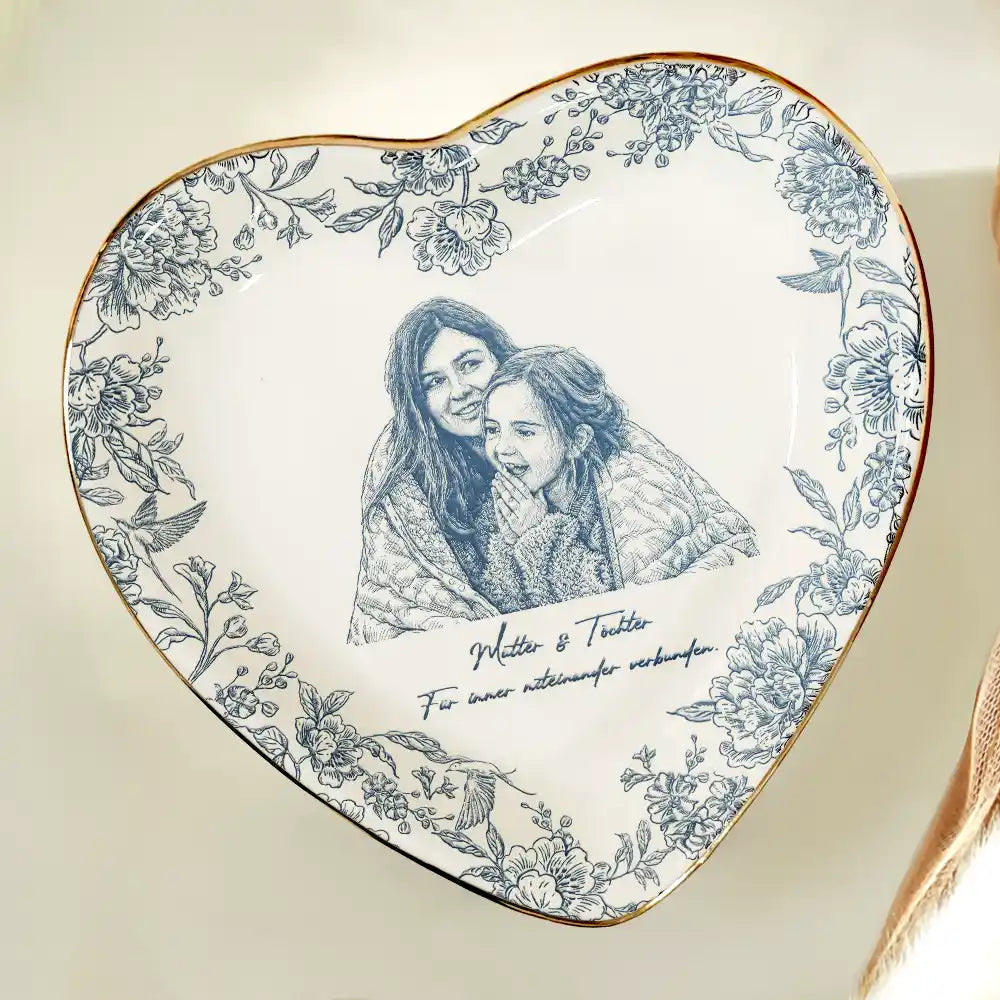 Gift For Mother,Gift For Women,Gift For Grandma,Gift For Wife - Eigenes Foto Als Bleistiftskizze Die Liebe Zwischen Mutter Und Tochter - Personalisierte Schmuckschale