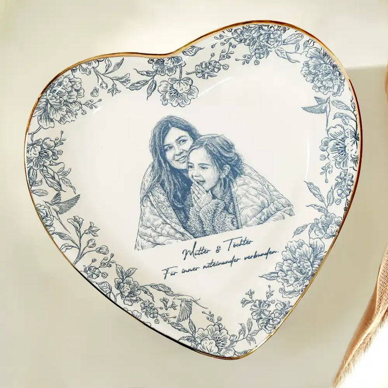 Gift For Mother,Gift For Women,Gift For Grandma,Gift For Wife - Eigenes Foto Als Bleistiftskizze Die Liebe Zwischen Mutter Und Tochter - Personalisierte Schmuckschale