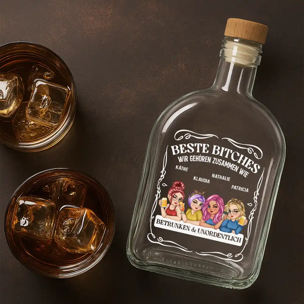 Vector,German,Non-Eng,Gift For Bestie,Old Best friends,Best friends' Hobby,Gift For Women,Funny - Wir Passen Zusammen Wie Betrunken Und Unordentlich - Personalisierte Whiskyflasche
