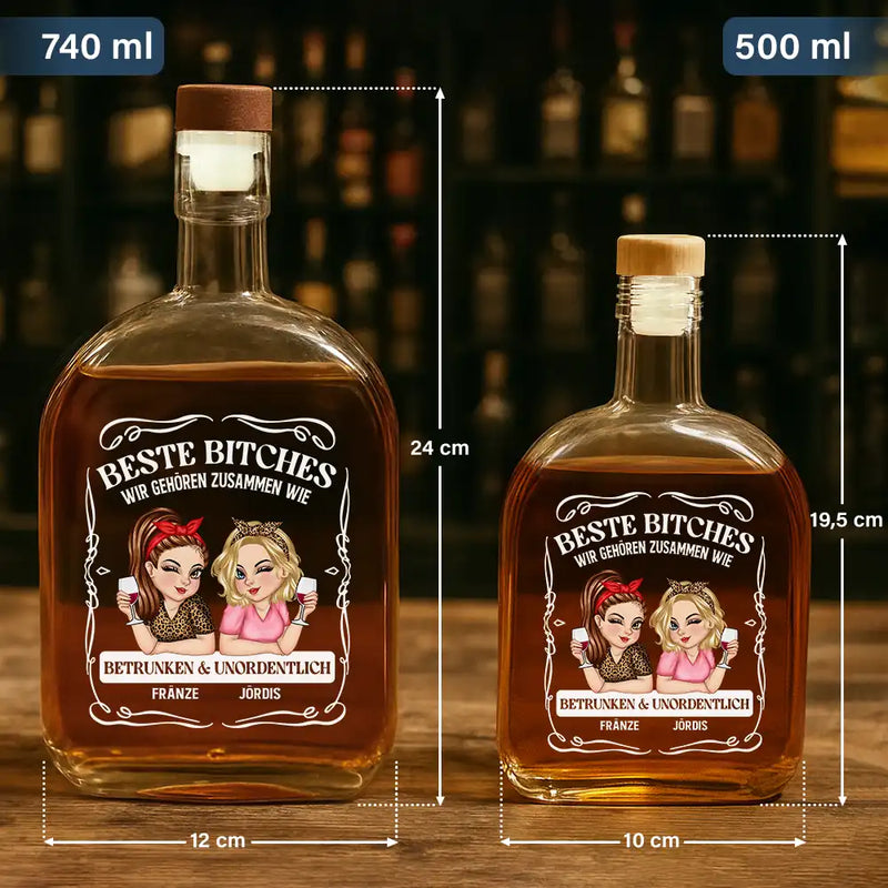 Vector,German,Non-Eng,Gift For Bestie,Old Best friends,Best friends' Hobby,Gift For Women,Funny - Wir Passen Zusammen Wie Betrunken Und Unordentlich - Personalisierte Whiskyflasche