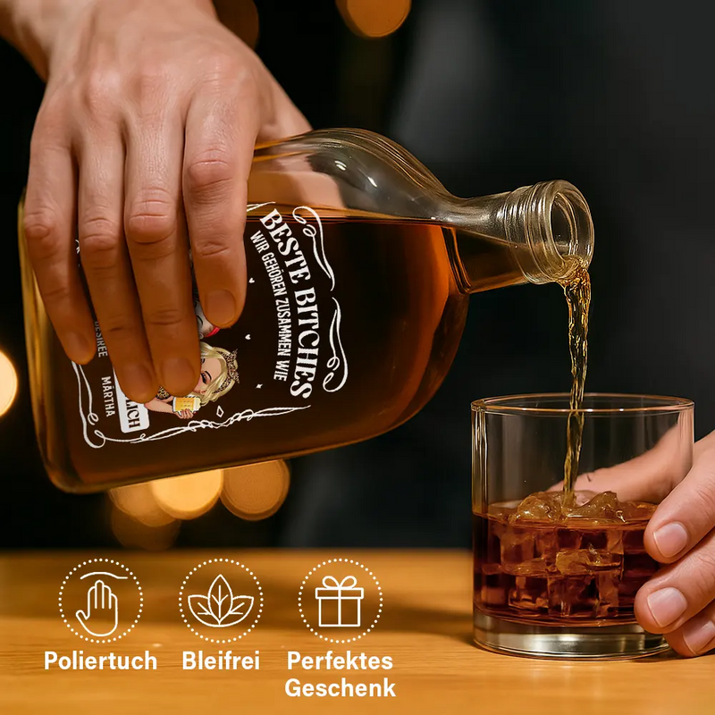 Vector,German,Non-Eng,Gift For Bestie,Old Best friends,Best friends' Hobby,Gift For Women,Funny - Wir Passen Zusammen Wie Betrunken Und Unordentlich - Personalisierte Whiskyflasche