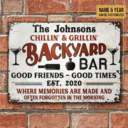 Personalized Backyard Bar Where Memories Are Made Custom Classic Metal Signs