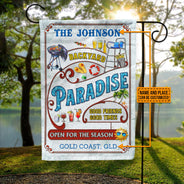 Personalized Backyard Paradise Open For The Season Custom Flag