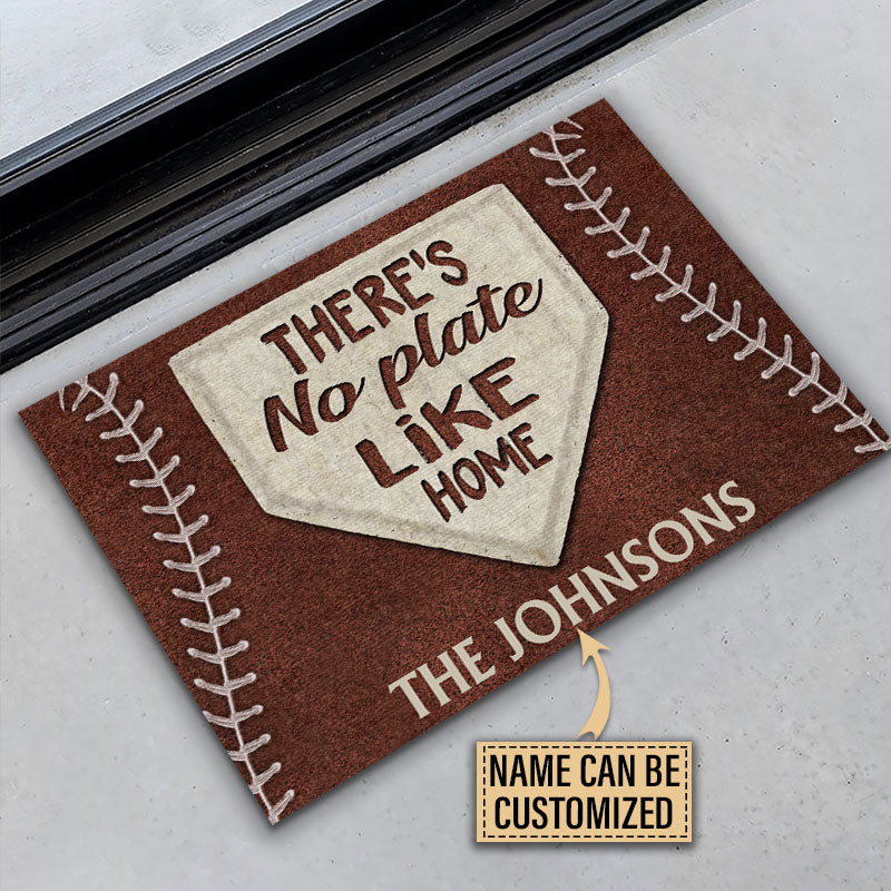 Personalized Baseball No Plate Like Home Brown Customized Doormat