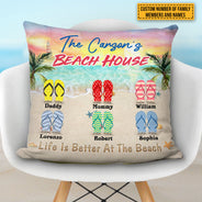 Personalized Beach Family Life Is Better Custom Pillow