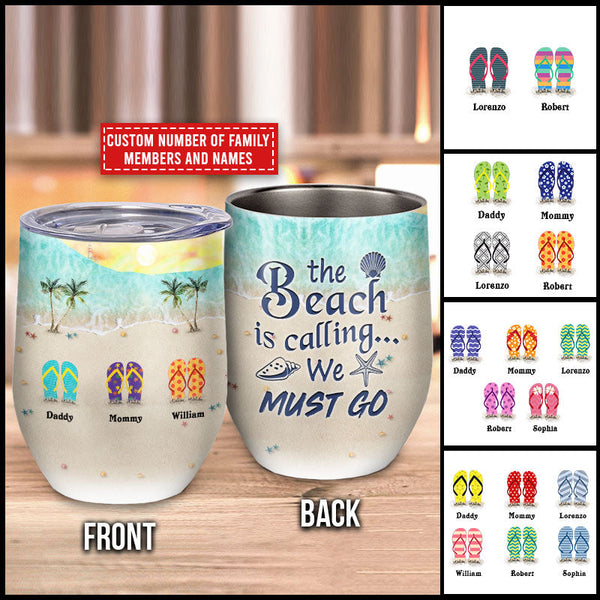 Personalized Beach Beach Is Calling Custom Wine Tumbler