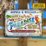 Personalized Beach Surfing Our Paradise Customized Classic Metal Signs