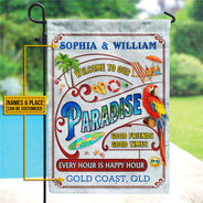 Personalized Beach Surfing Our Paradise Customized Flag