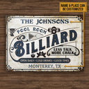 Personalized Billiard Pool Room Custom Classic Metal Signs