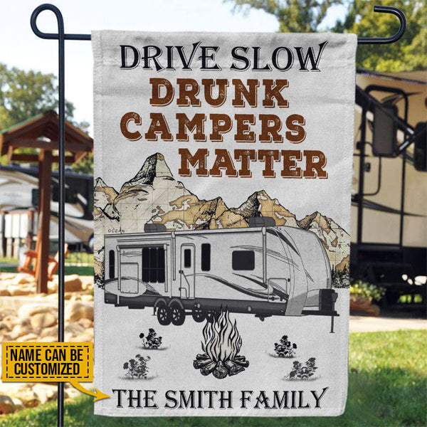 Personalized Camping Travel Trailer Drunk Camper Customized Flag