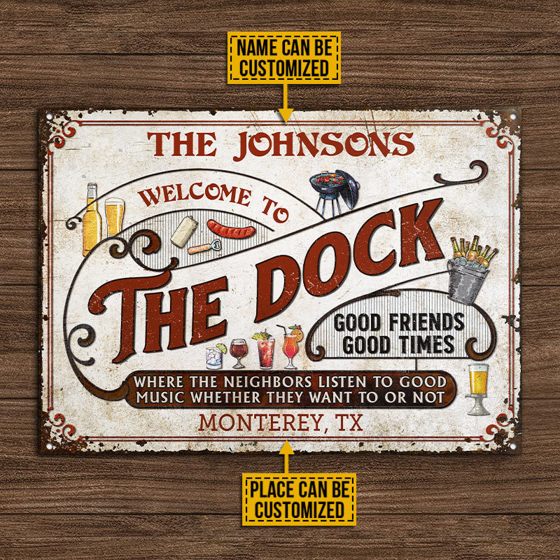 Personalized Dock Grilling Red Listen To The Good Music Custom Classic Metal Signs