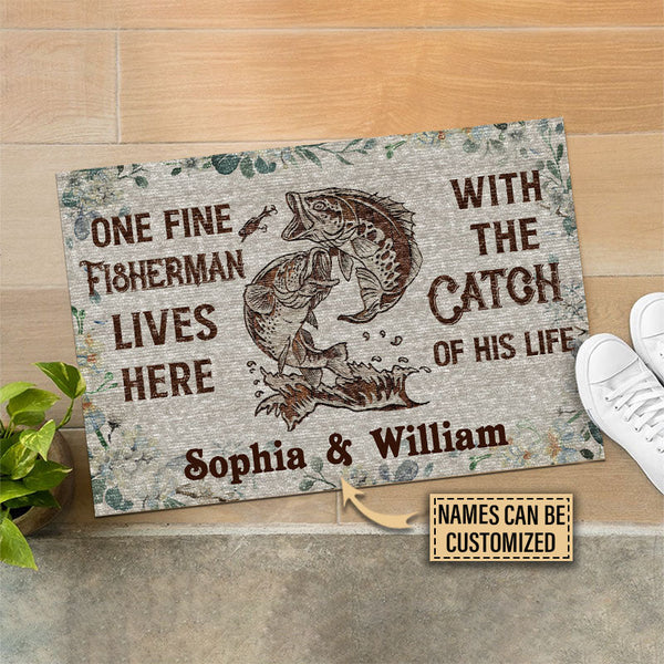 Personalized Fishing The Catch Of His Life Custom Doormat