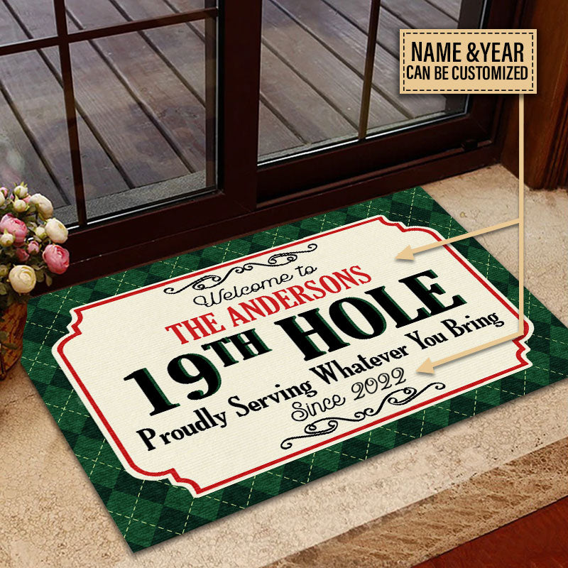 Personalized Golf Welcome 19th Hole Custom Doormat