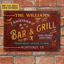Personalized Grilling Vintage Red Bar & Grill Classic Metal Signs