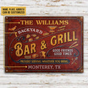 Personalized Grilling Vintage Red Bar & Grill Classic Metal Signs