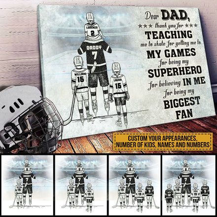 Personalized Hockey Dad And Child Thank You Custom Canvas