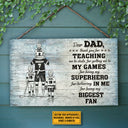 Personalized Hockey Dad And Child Thank You Custom Wood Rectangle Sign