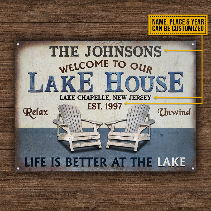 Personalized Lake House Life Is Better Customized Classic Metal Signs