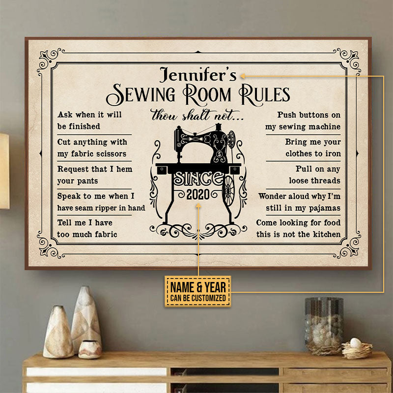 Personalized Sewing Room Rules Shalt Not Customized Poster