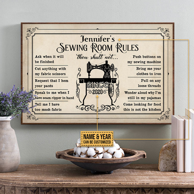 Personalized Sewing Room Rules Shalt Not Customized Poster
