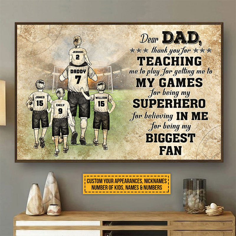 Personalized Soccer Dad And Child Thank You Custom Kids Custom Poster