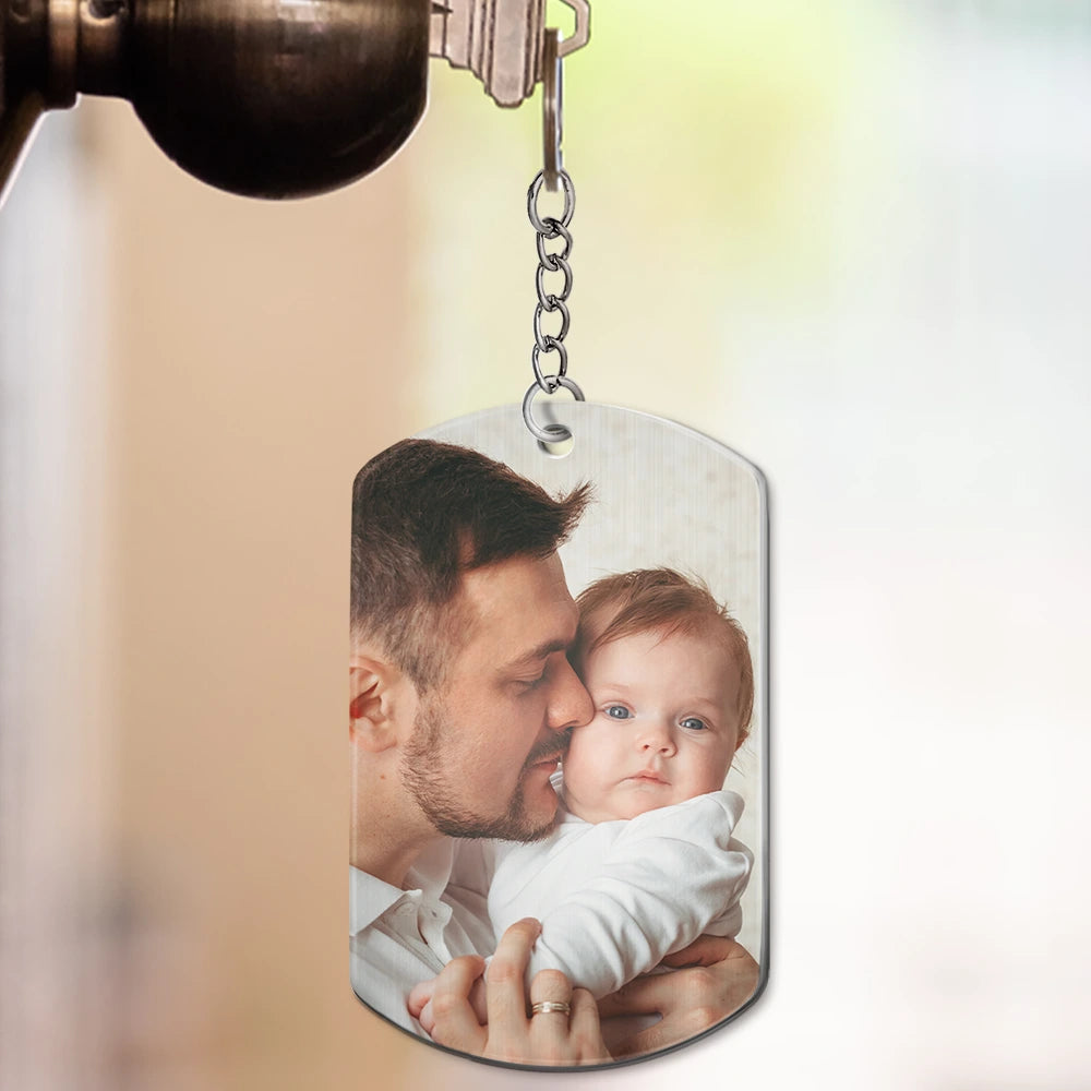 New Mom,New Dad,Gift For Mother,Gift For Father,Family,Happy - Moon Phase Custom Photo The Night You Became My Mommy - Personalized Aluminum Keychain