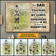Personalized American Football Dad And Child Thank You Custom Kids Custom Poster
