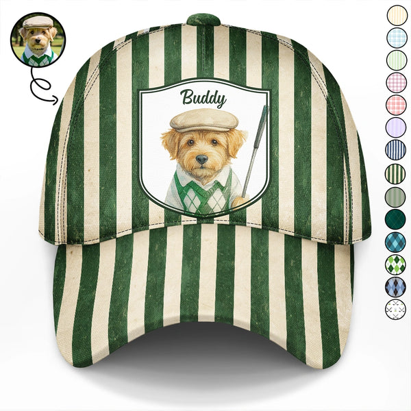 Golf,Sport Dad,Dog Lovers,Dog Dad,Pet Lovers,Cat Lovers,Cat Dad,Gift For Husband,Gift For Yourself,Gift For Grandpa,Gift For Father,Non-Eng,Photo - Watercolor (remove BG) - Custom Photo Realistic Watercolor Art Dog Cat Pet Portrait Vintage - Personalized Classic Cap