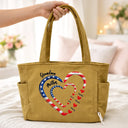 Happy,Gift For Wife,Gift For Yourself,Gift For Women,Gift For Mother,Gift For Grandma - Patriotic Mom And Grandma Sweethearts Embroidery Effect Prints - Personalized Corduroy Tote Bag