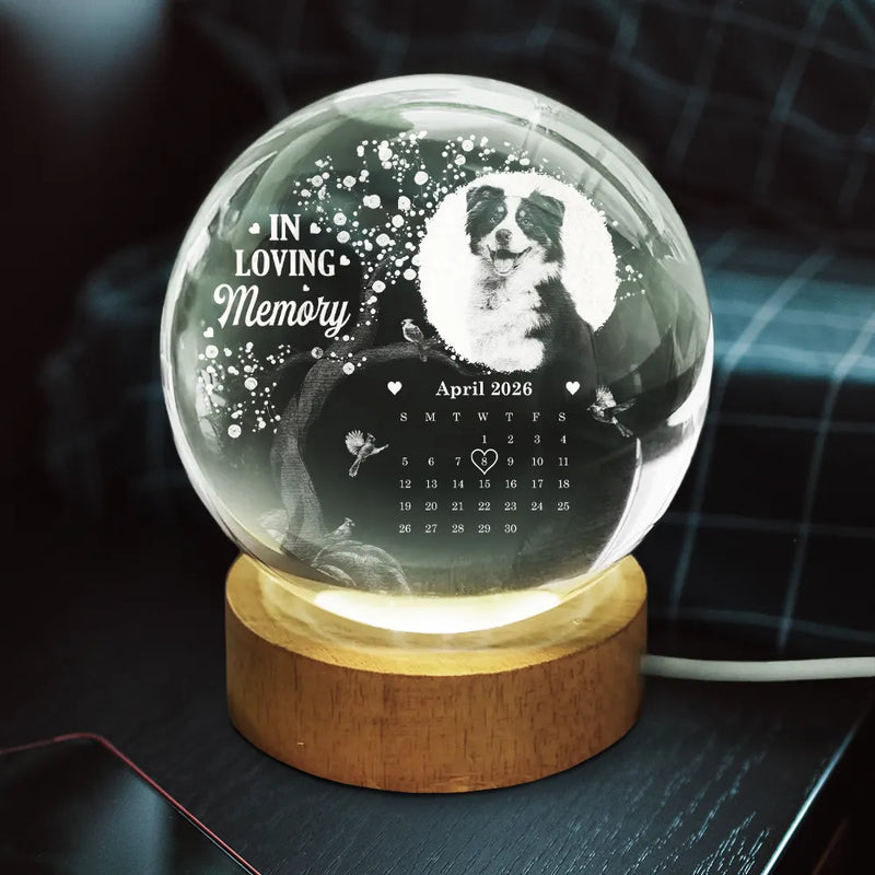 Custom Photo,Memorial,Family,Sad - Custom Photo Calendar The Moment Your Heart Stopped - Personalized Crystal Globe Lamp