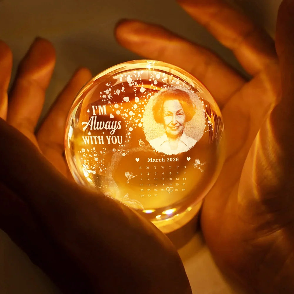 Custom Photo,Memorial,Family,Sad - Custom Photo Calendar The Moment Your Heart Stopped - Personalized Crystal Globe Lamp