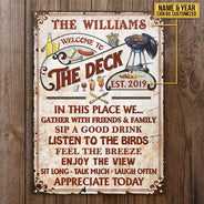 Personalized Deck Grilling Red Gather With Friends Custom Classic Metal Signs