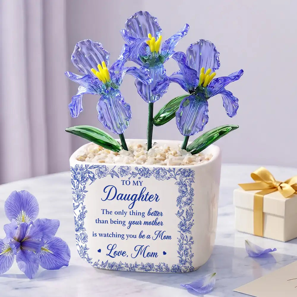 Gift For Daughter,Mom - Daughters (Adult),Grandma - Grandkids,Love - Custom Photo Pencil Sketch The Only Thing Better Than Being Your Mother - Personalized Glass Flower Plant Pot