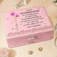 Gift For Daughter,Gift For Women,Happy,Gift For Grandkids - Faux Pressed Birth Flower My Daughter Forever - Personalized Jewelry Storage Box