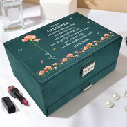 Gift For Daughter,Gift For Women,Happy,Gift For Grandkids - Faux Pressed Birth Flower My Daughter Forever - Personalized Jewelry Storage Box