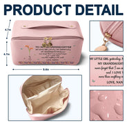 Gift For Daughter,Gift For Women,Happy,Gift For Grandkids - Faux Pressed Birth Flower My Daughter Forever - Personalized Leather Makeup Bag
