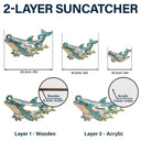 Gift For Grandma,Grandma - Grandkids,Happy,Icon - Dolphin Mom Grandma Stained Glass Effect - Personalized Window Hanging Suncatcher Ornament