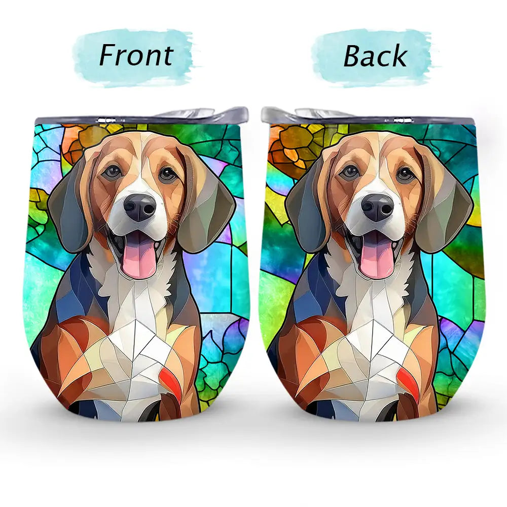 Gift For Wife,Gift For Mother,Gift For Grandma,Gift For Grandparents,Family,Love - Custom Photo Stained Glass Portrait Mom Grandma Parents Family - Personalized Wine Tumbler