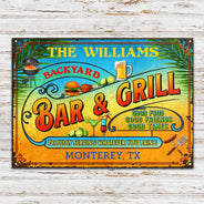 Personalized Grilling Summer Good Food Good Friends Customized Classic Metal Signs