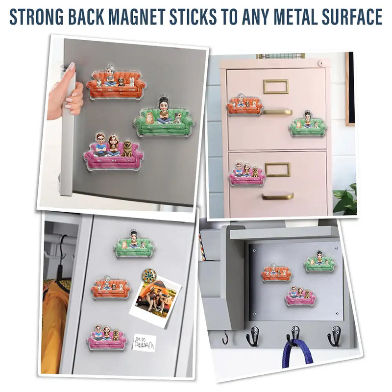 Pet Lovers, Pet Mom, Pet Dad, Pet Couple - Pet Couple Pet Mom And Dad - Personalized Acrylic Fridge Magnet