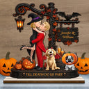 Anniversary,Halloween,Romantic,Gift For Couples,Vector - Pet Couple Till Death Do Us Part Halloween Anniversary Gift - Personalized Custom Shaped Wooden Plaque