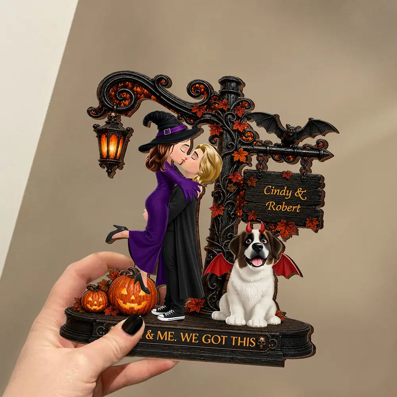Anniversary,Halloween,Romantic,Gift For Couples,Vector - Pet Couple Till Death Do Us Part Halloween Anniversary Gift - Personalized Custom Shaped Wooden Plaque