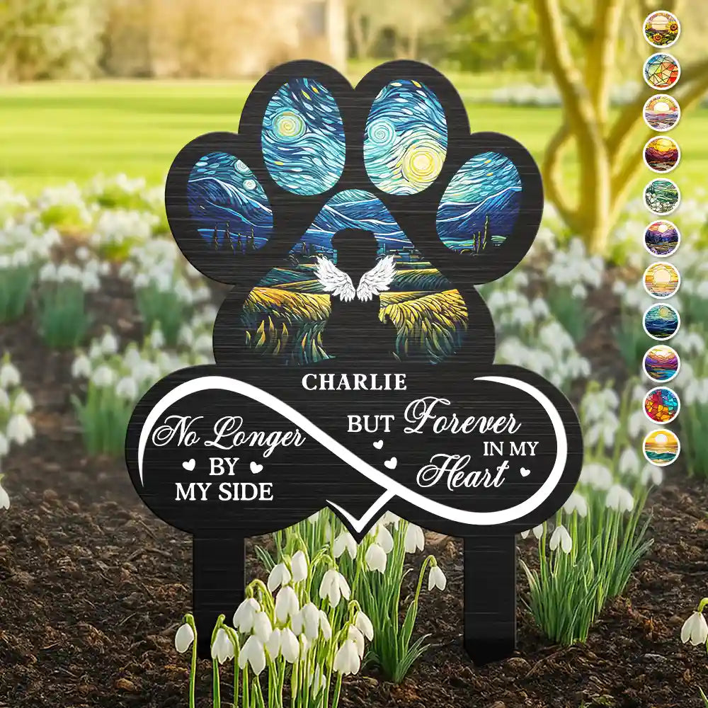 Pet Lovers,Pet Mom,Pet Dad,Memorial - Pet Forever In My Heart Always Loved - Personalized Metal Garden Stake