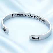Pet Lovers,Pet Mom,Pet Dad,Memorial,Sad - Pet Loss Once By My Side Forever In My Heart - Personalized Bangle Bracelet Cuff